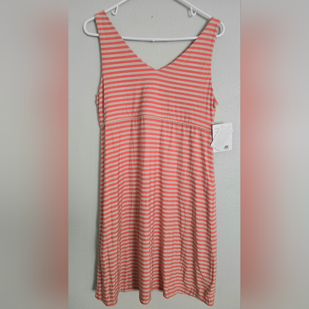 NWT Athleta Dress Women's‎ Large Orange Striped Stretch Sporty Athleisure